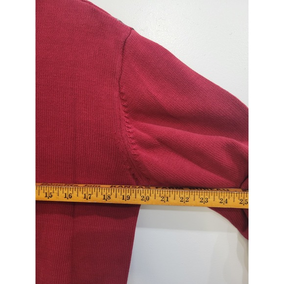 Oscar de la Renta Men's Red Plaid Crew Neck Long Sleeve Cotton Sweater Size M - Picture 6 of 7